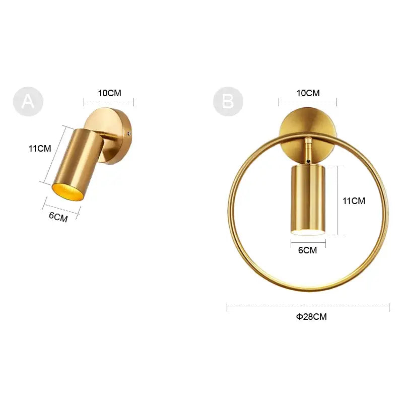 Minimalist gold adjustable angle wall light bedroom sconce
