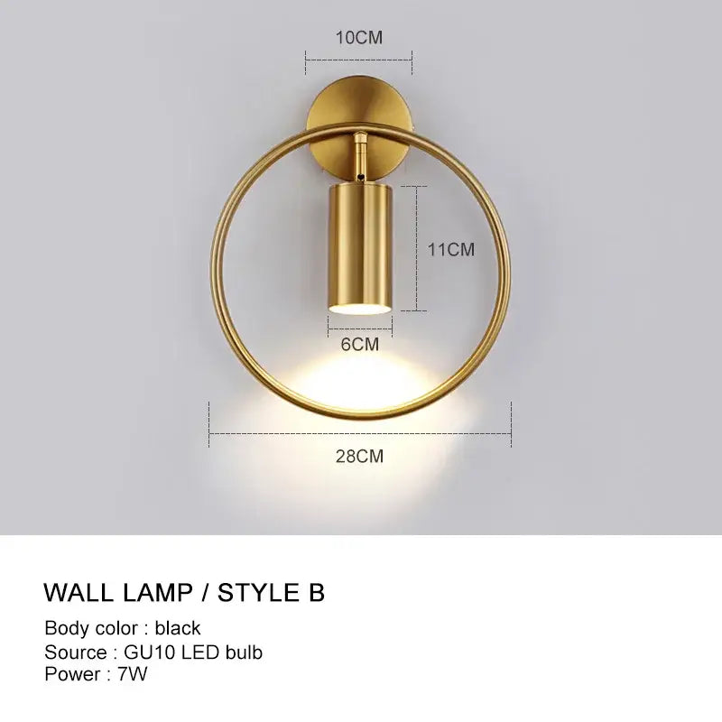 Minimalist gold adjustable angle wall light bedroom sconce