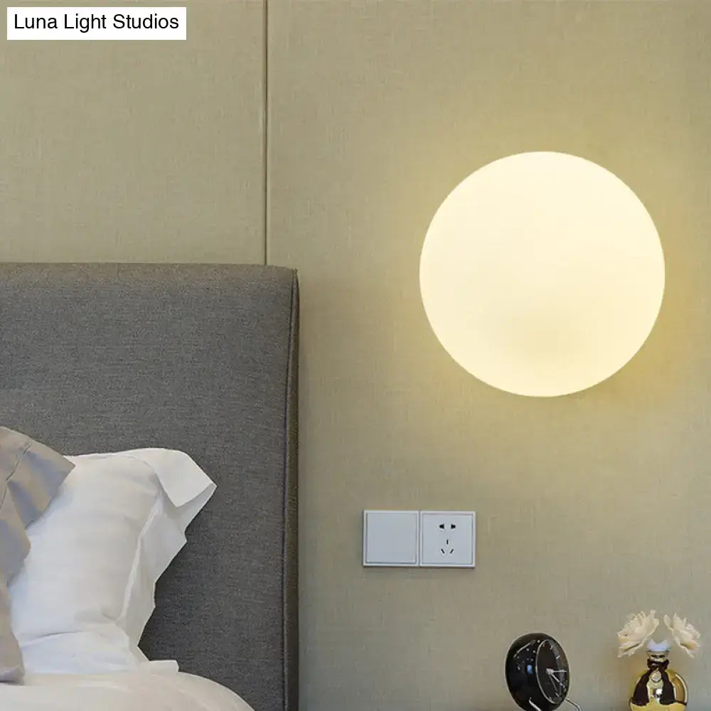 Minimalist gold and white glass ball sconce bedroom wall light