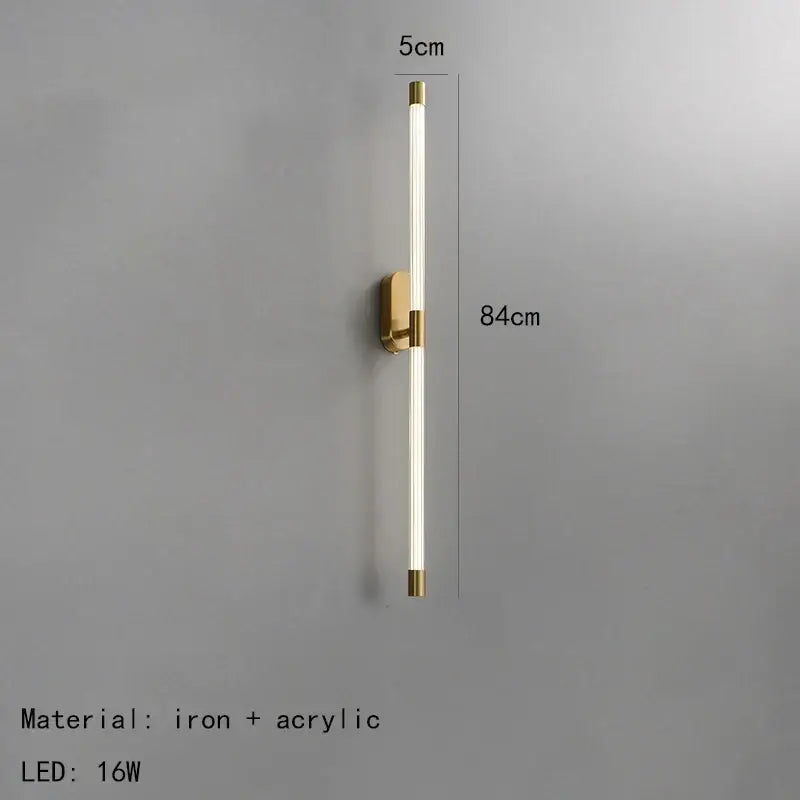 Minimalist gold & black decorbites acrylic line led wall lights bedroom
