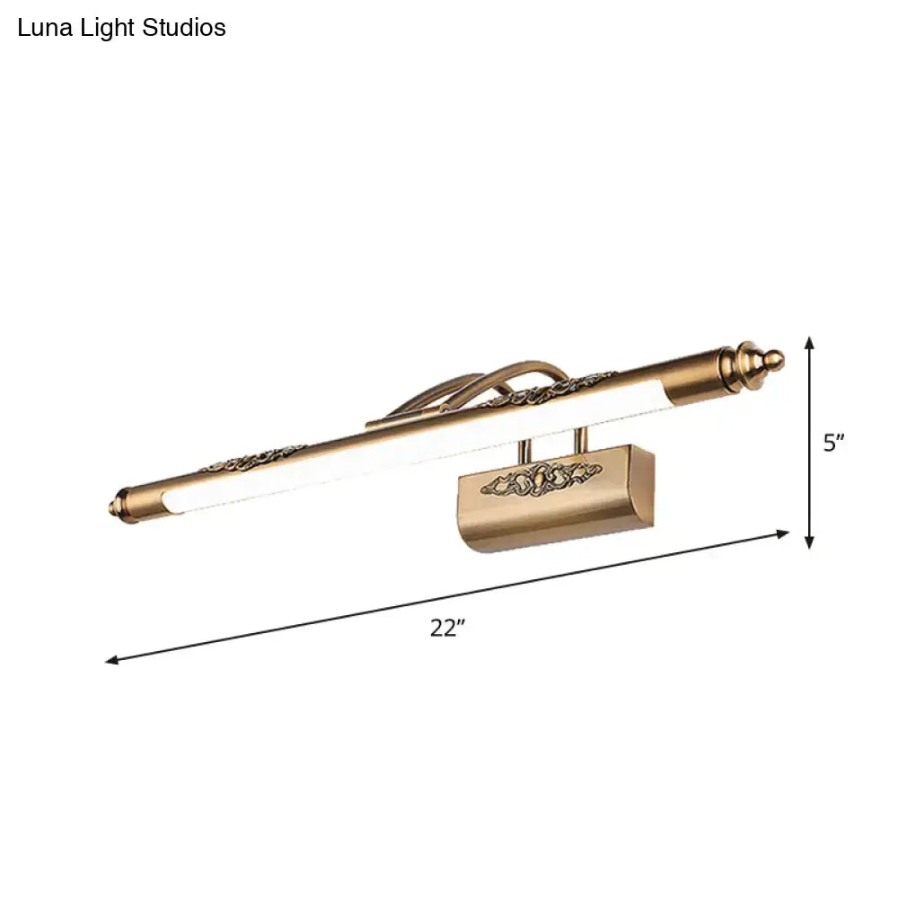 Minimalist gold brass led vanity mirror light with wide fixture width