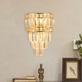 Minimalist gold crystal wall lamp 3-light living room fixture