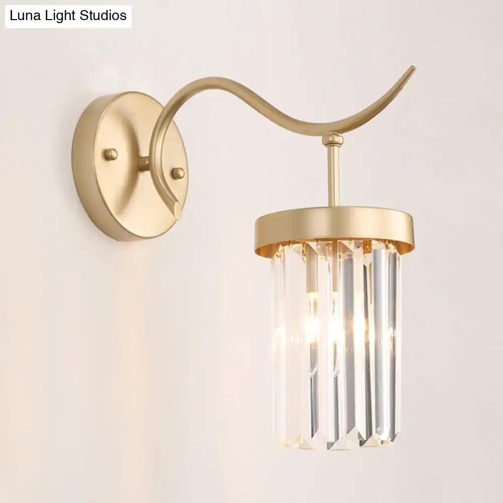 Minimalist gold crystal wall mount light bedroom sconce