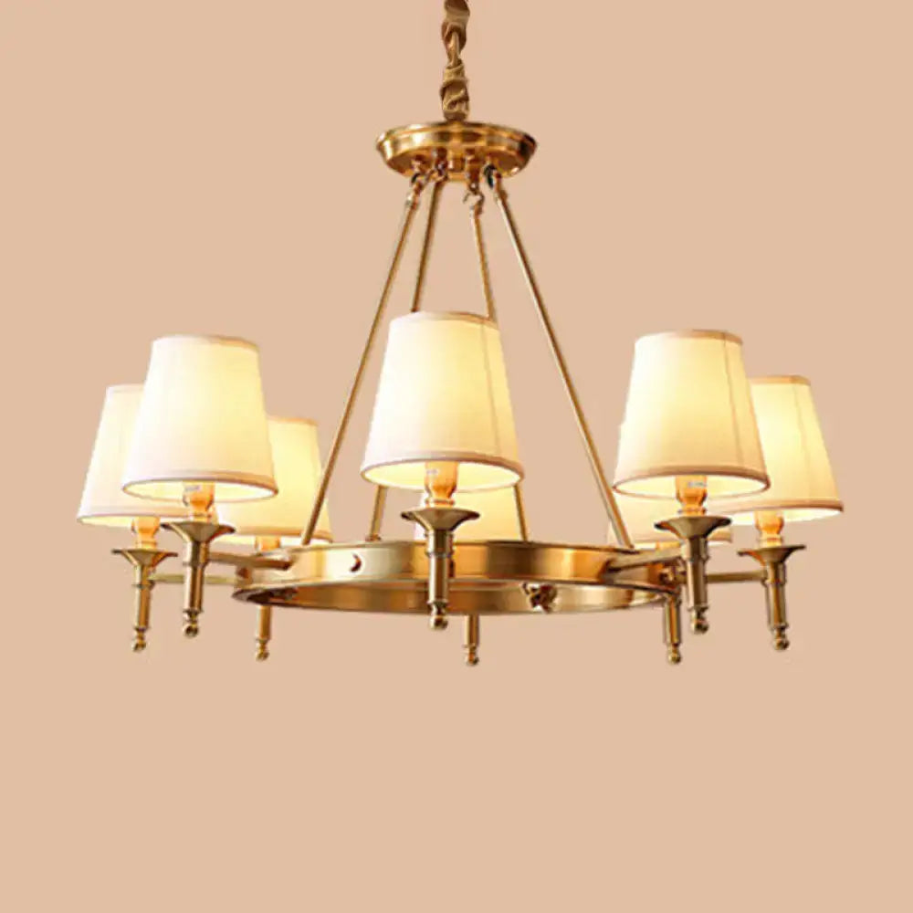 Minimalist gold fabric bedroom conical ceiling chandelier