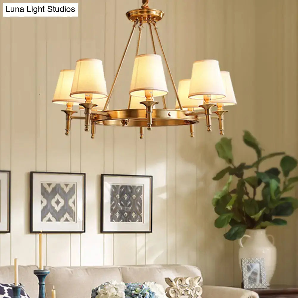 Minimalist gold fabric bedroom conical ceiling chandelier