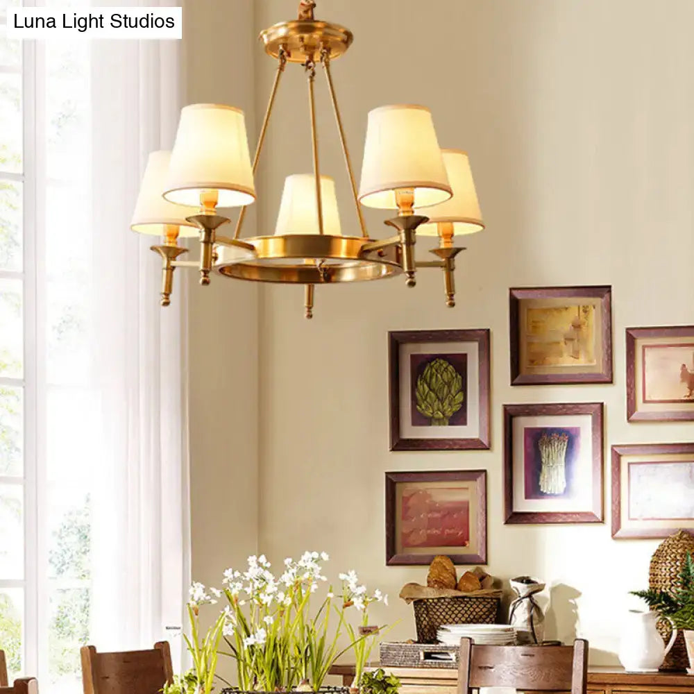 Minimalist gold fabric bedroom conical ceiling chandelier