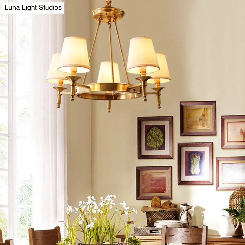 Minimalist gold fabric bedroom conical ceiling chandelier