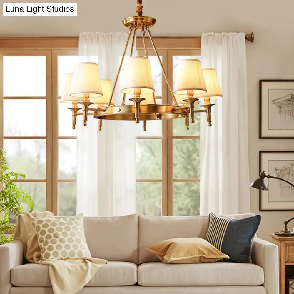 Minimalist gold fabric bedroom conical ceiling chandelier