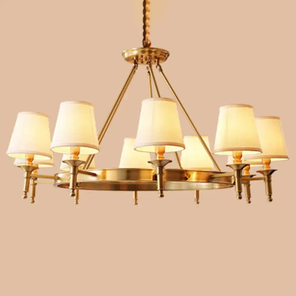 Minimalist gold fabric bedroom conical ceiling chandelier