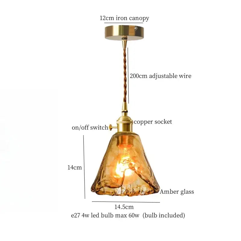 Minimalist gold faceted bubble glass led hanging light dining room