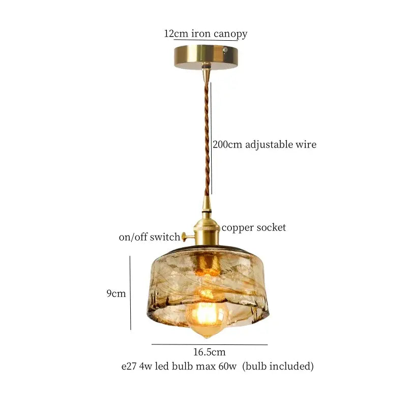 Minimalist gold faceted bubble glass led hanging light dining room