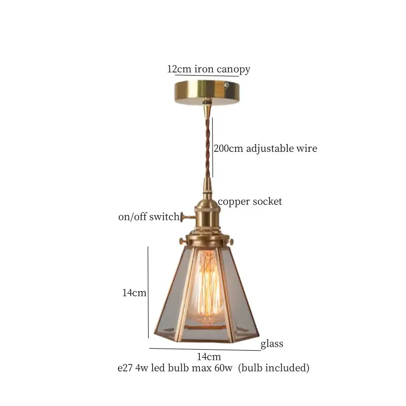Minimalist gold faceted bubble glass led hanging light dining room