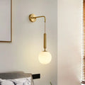 Minimalist gold finish and cream glass wall light bedroom sconce