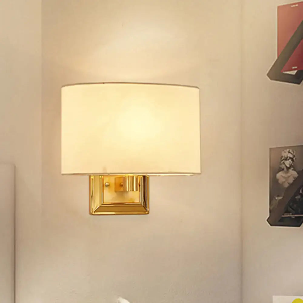 Minimalist gold finish rectangular fabric sconce dining room light