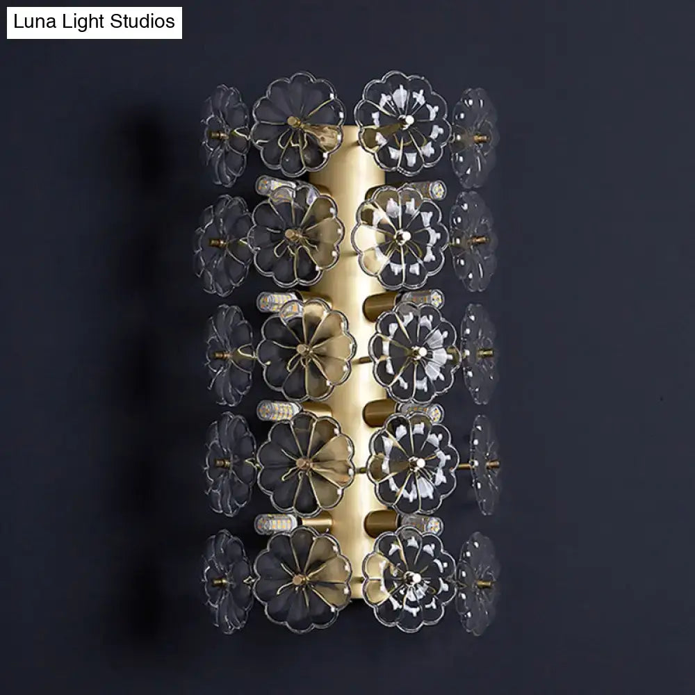 Minimalist gold floral crystal sconce light for bedroom