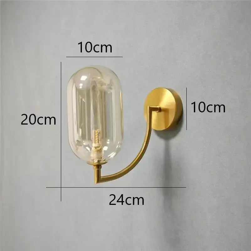 Minimalist gold glass ball wall sconce for bedroom