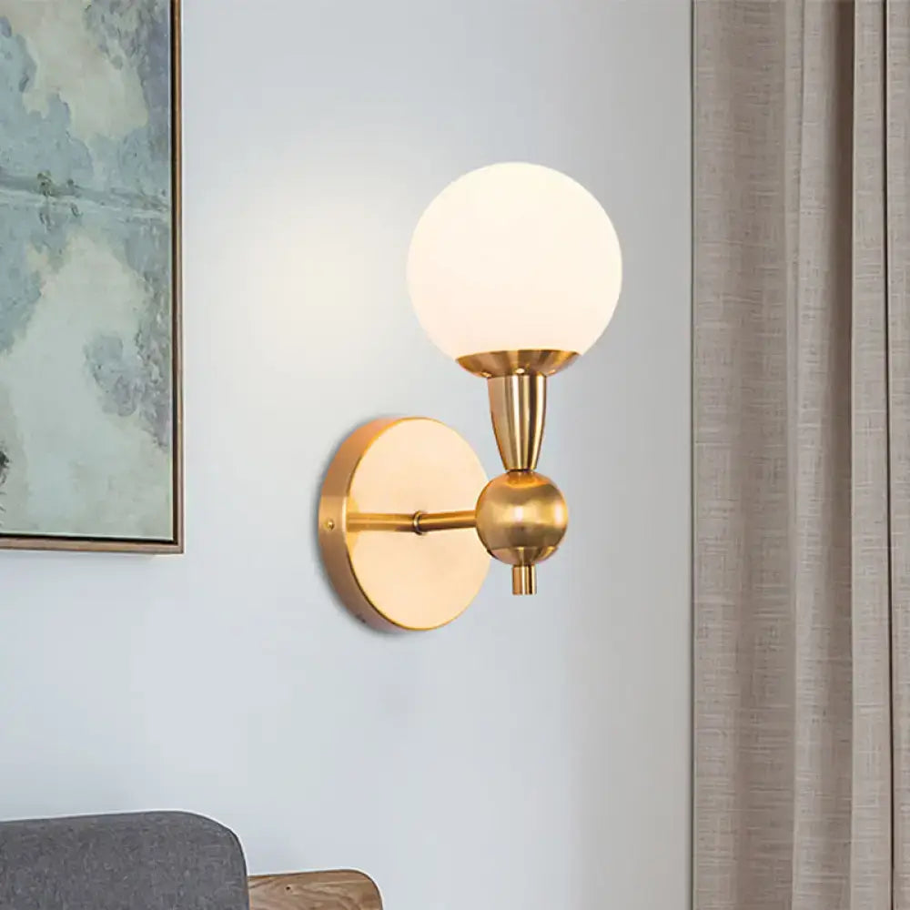 Minimalist gold hand blown glass wall sconce bedroom light