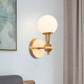Minimalist gold hand blown glass wall sconce bedroom light