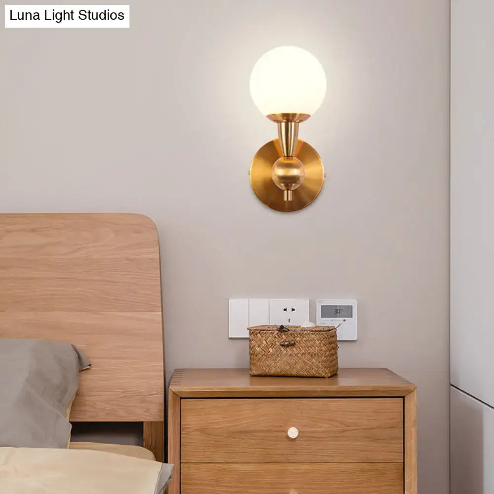 Minimalist gold hand blown glass wall sconce bedroom light