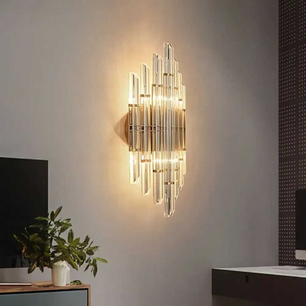 Minimalist gold k9 crystal wall sconce light living room rhombus