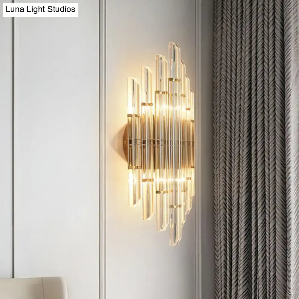 Minimalist gold k9 crystal wall sconce light living room rhombus