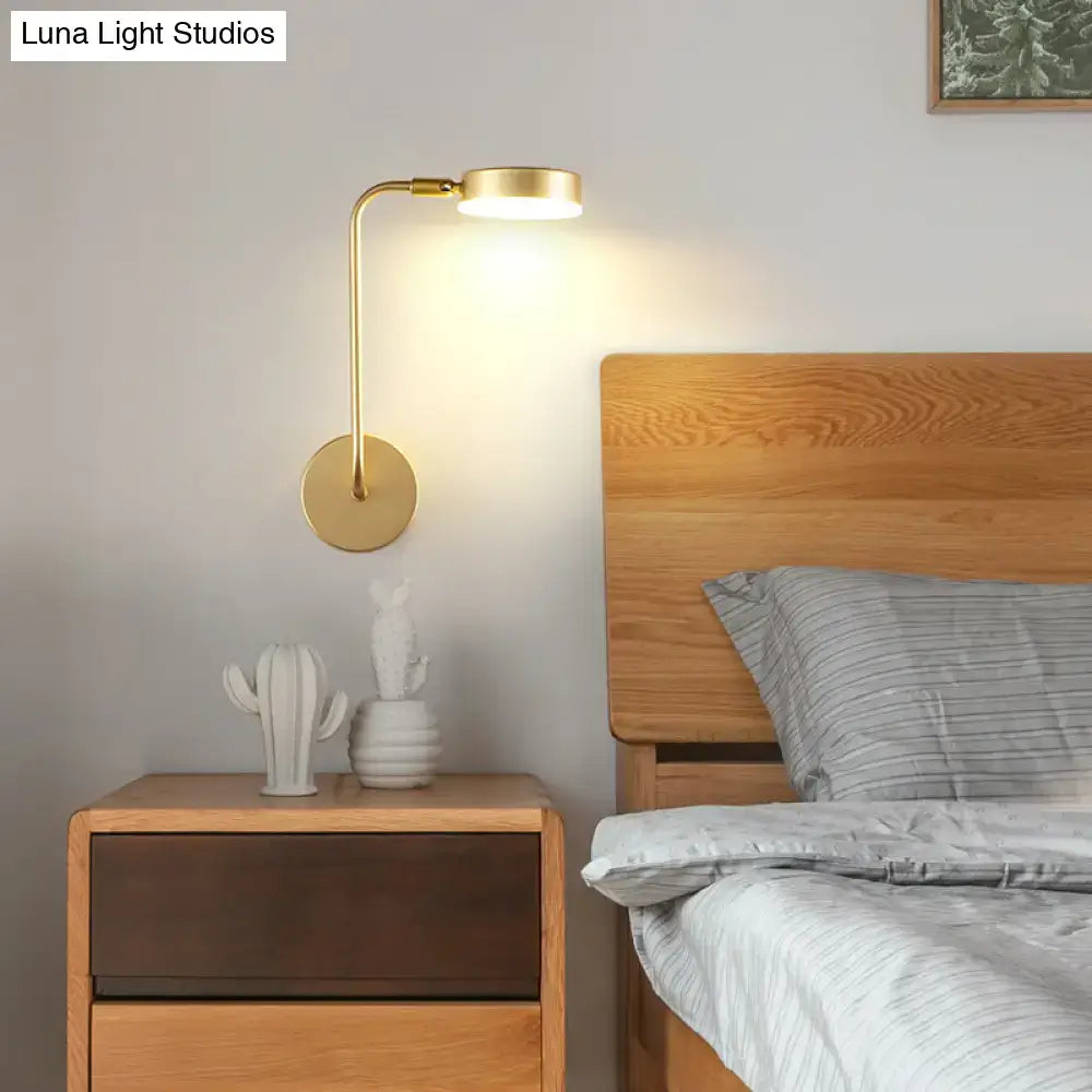 Minimalist gold metal led sconce wall mounted lamp for bedroom