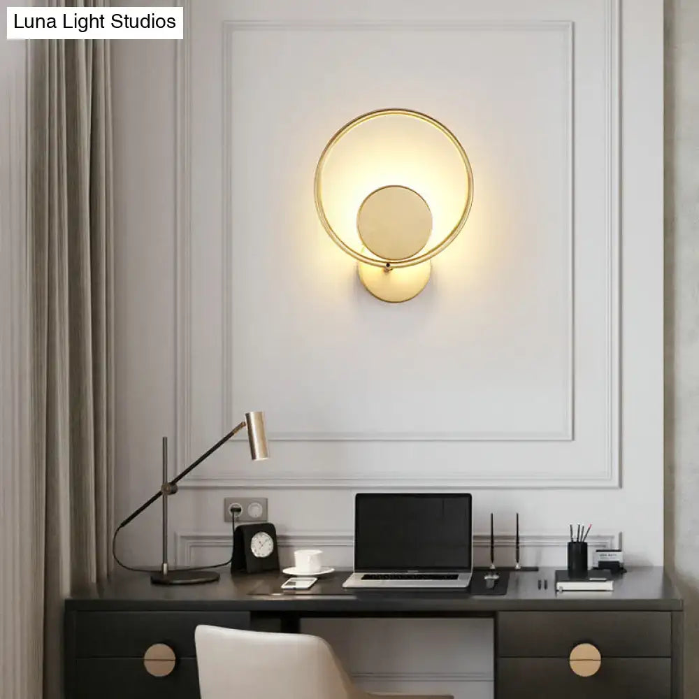 Minimalist gold metal led sconce wall mounted lamp for bedroom