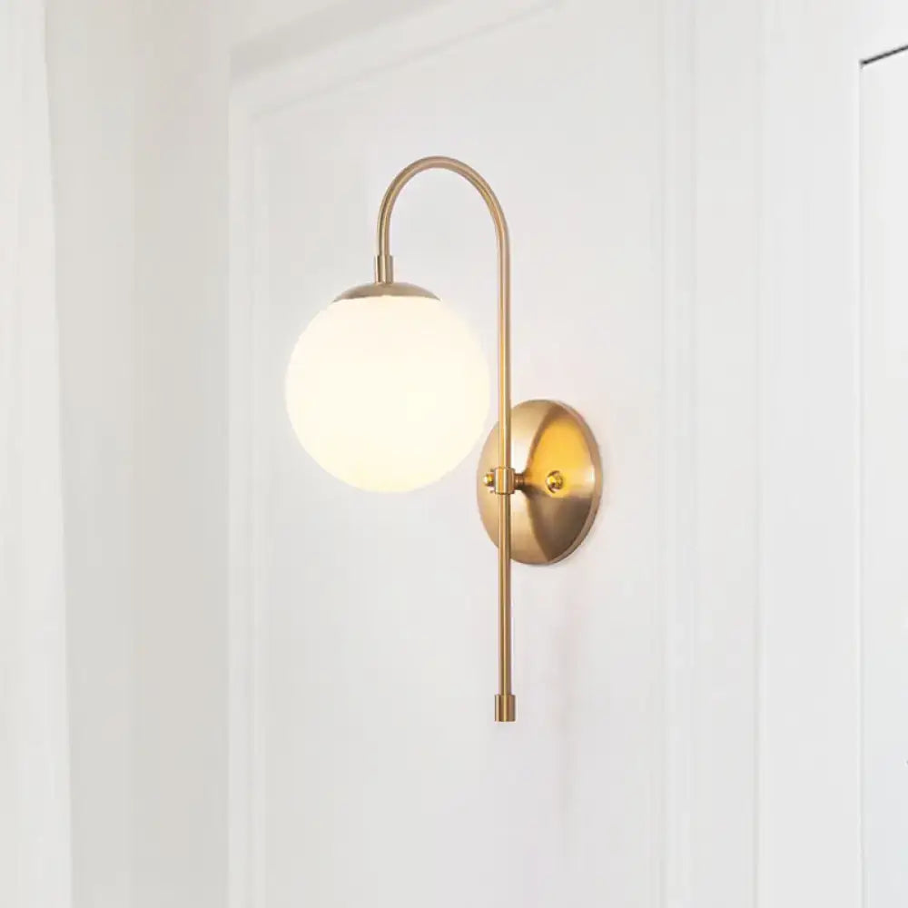 Minimalist gold mini globe wall sconce bedroom light