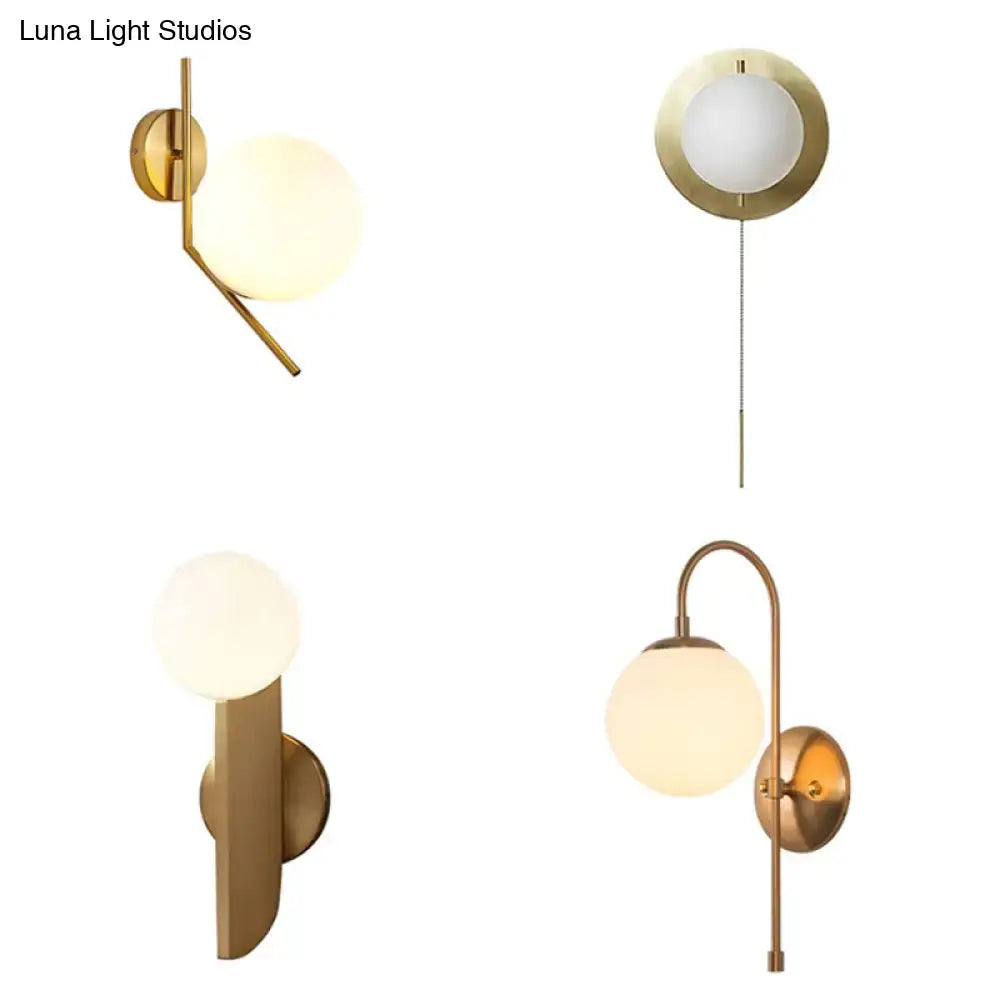 Minimalist gold mini globe wall sconce bedroom light