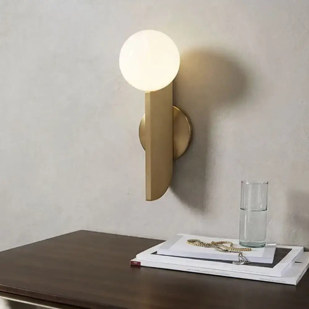 Minimalist gold mini globe wall sconce bedroom light