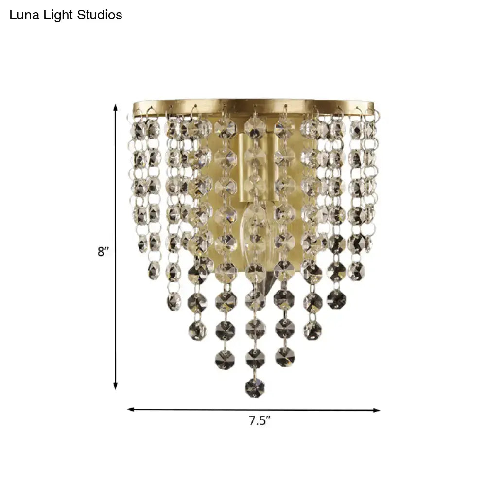 Minimalist gold wall sconce with crystal beads for bedroom