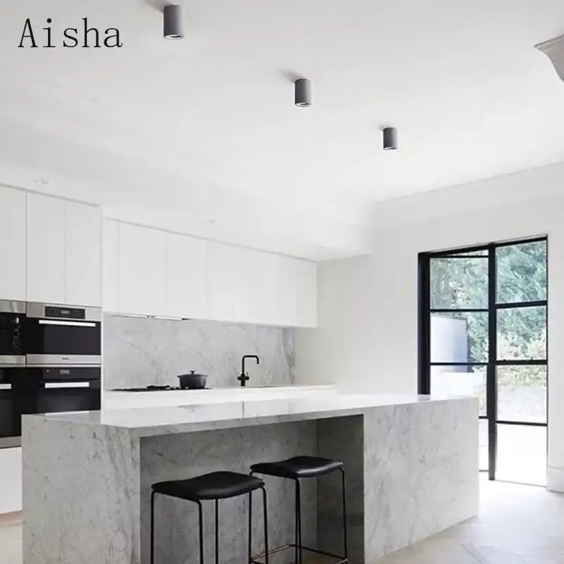 Minimalist gray cement led round downlight living room ceiling light