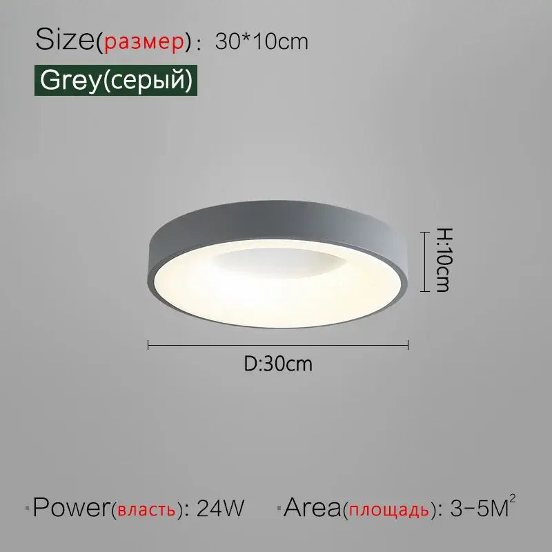 Minimalist gray round dining room ceiling lamp