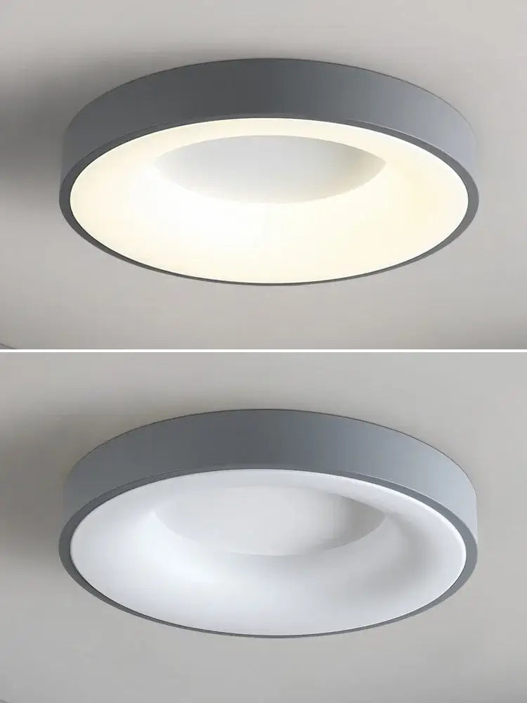 Minimalist gray round dining room ceiling lamp
