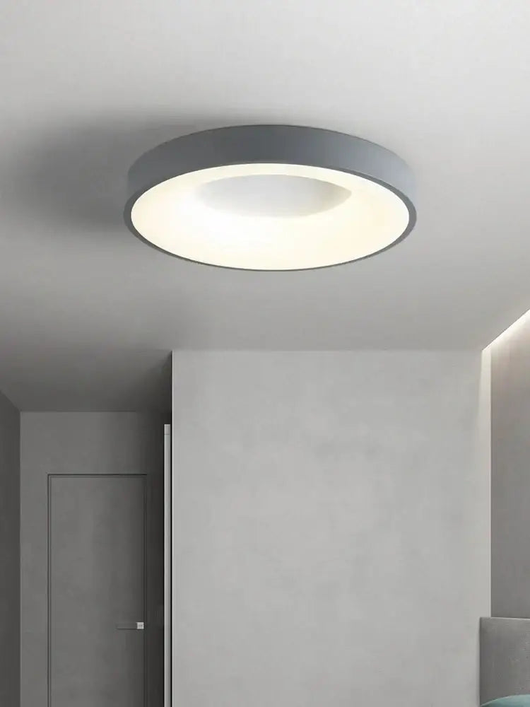 Minimalist gray round dining room ceiling lamp