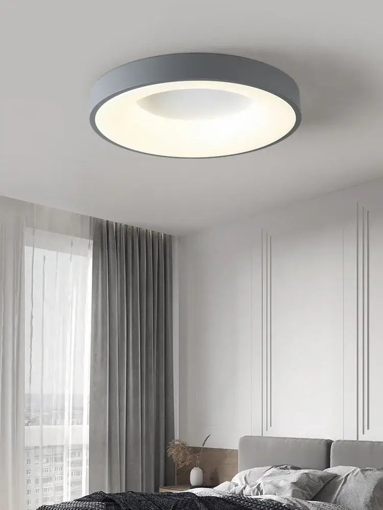 Minimalist gray round dining room ceiling lamp