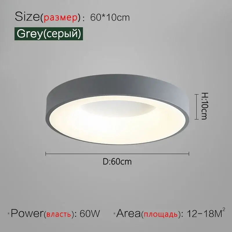 Minimalist gray round dining room ceiling lamp