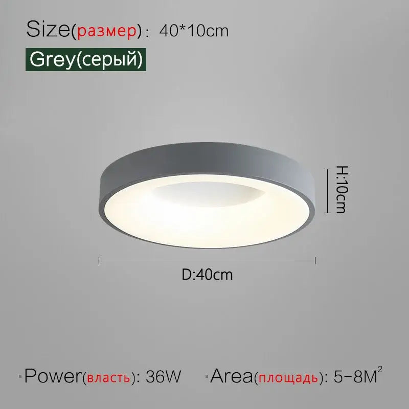 Minimalist gray round dining room ceiling lamp