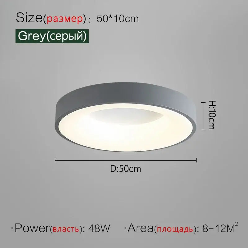 Minimalist gray round dining room ceiling lamp