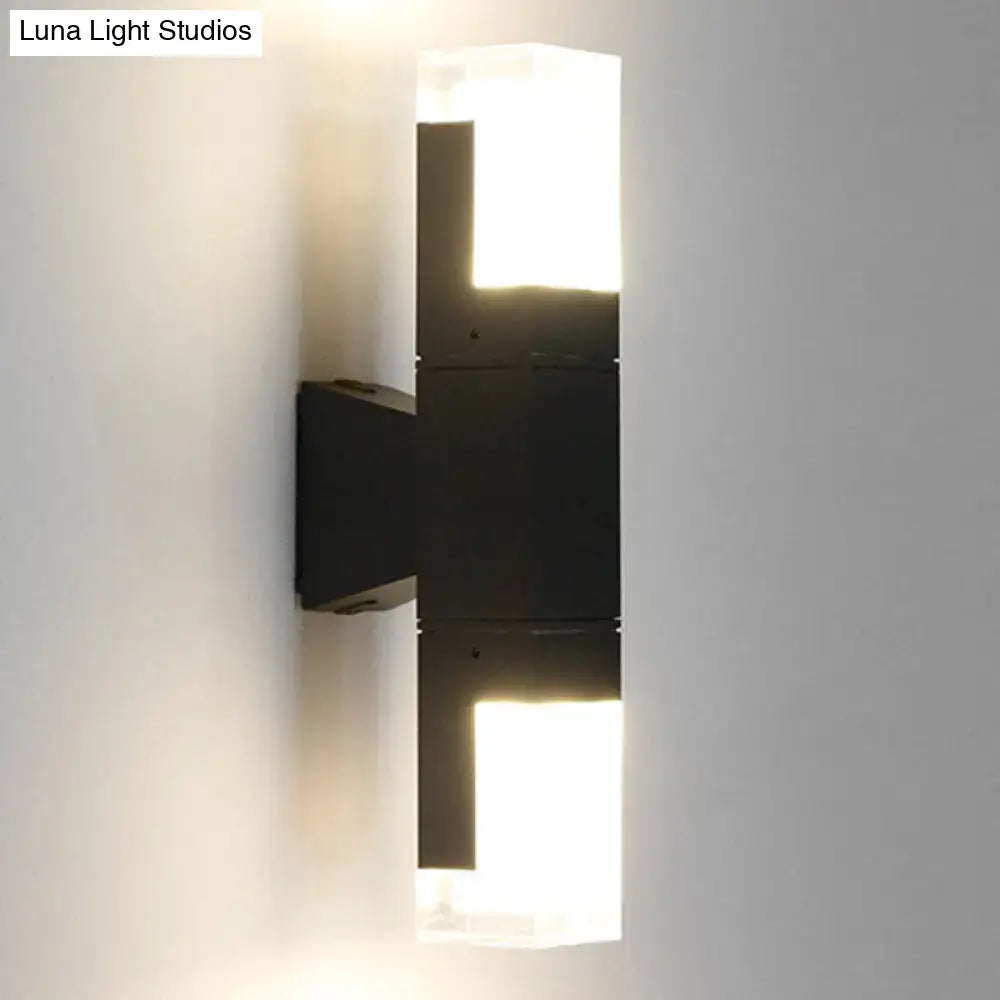 Minimalist led black wall lamp – courtyard warm white sconce