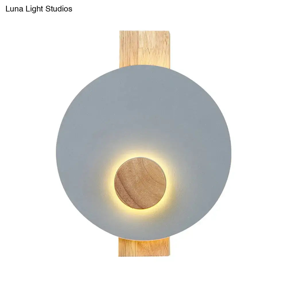 Minimalist led gray metal disk wall sconce bedroom 110v-120v light