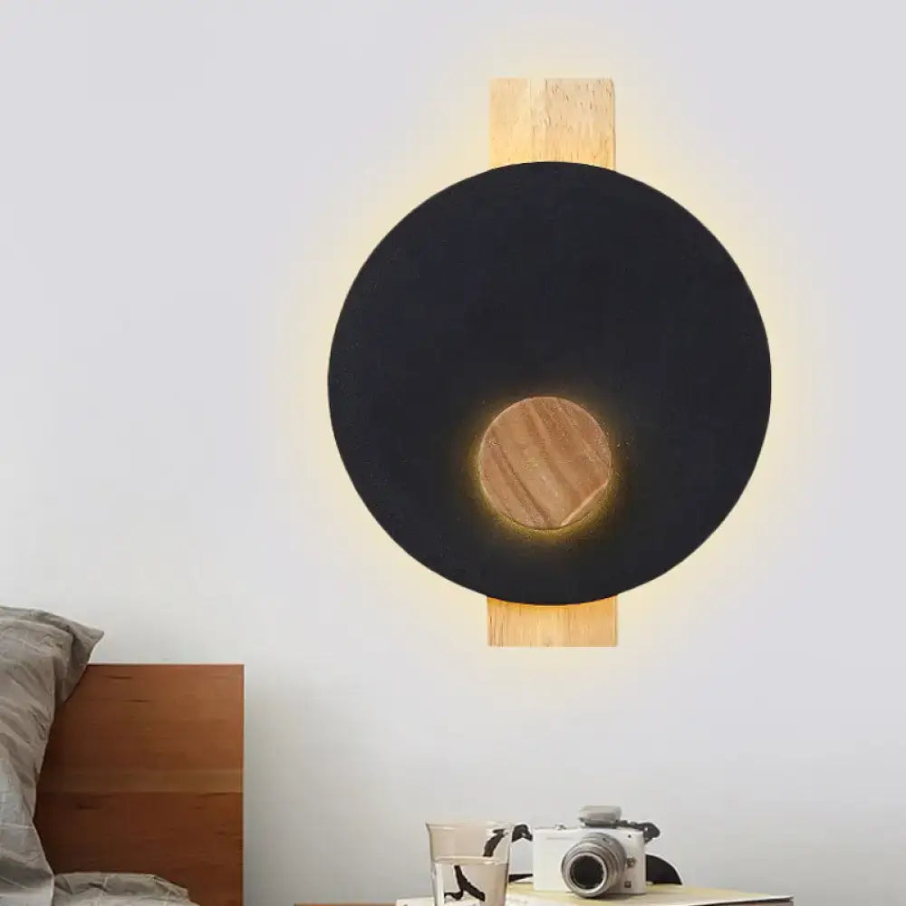 Minimalist led gray metal disk wall sconce bedroom 110v-120v light