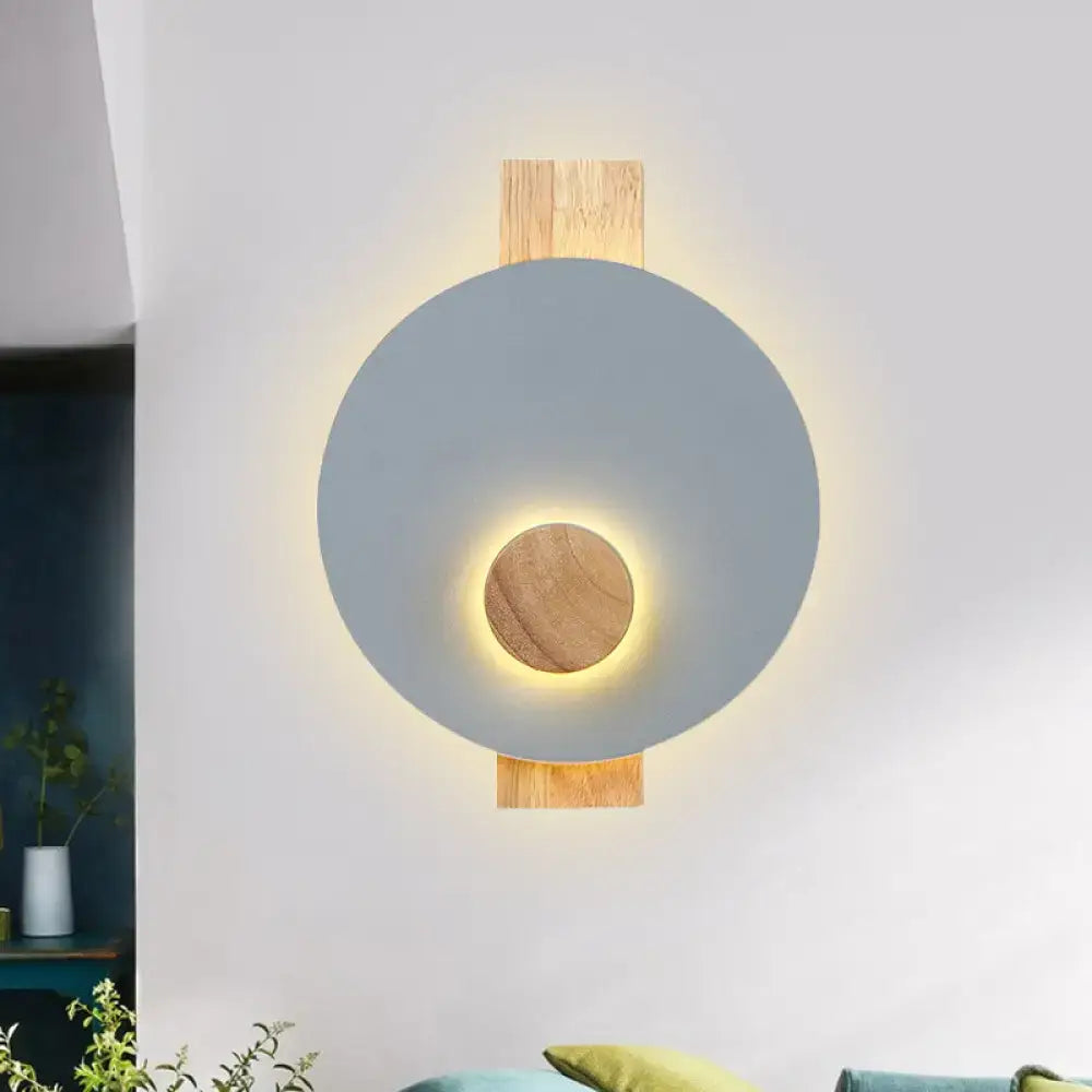 Minimalist led gray metal disk wall sconce bedroom 110v-120v light