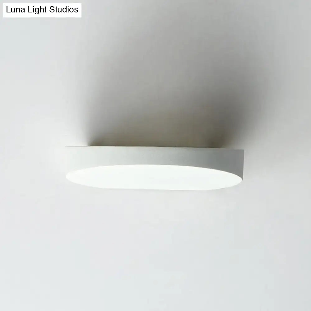 Minimalist led oval wall sconce grey aluminum light for corridor