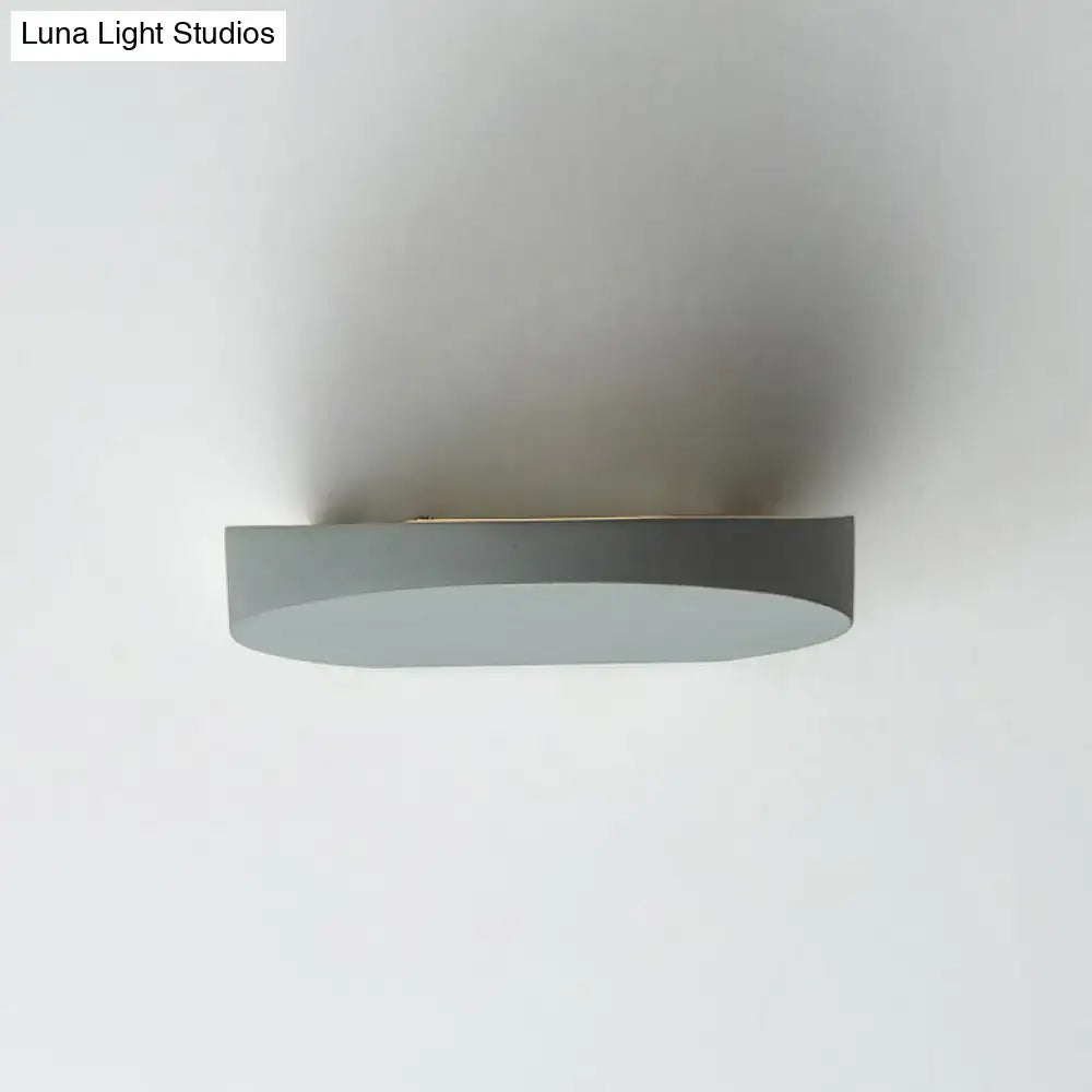 Minimalist led oval wall sconce grey aluminum light for corridor