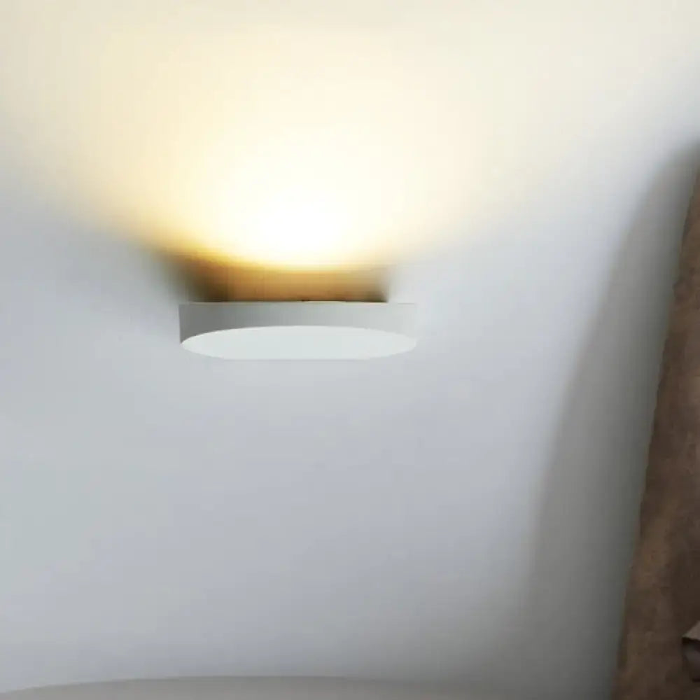 Minimalist led oval wall sconce grey aluminum light for corridor