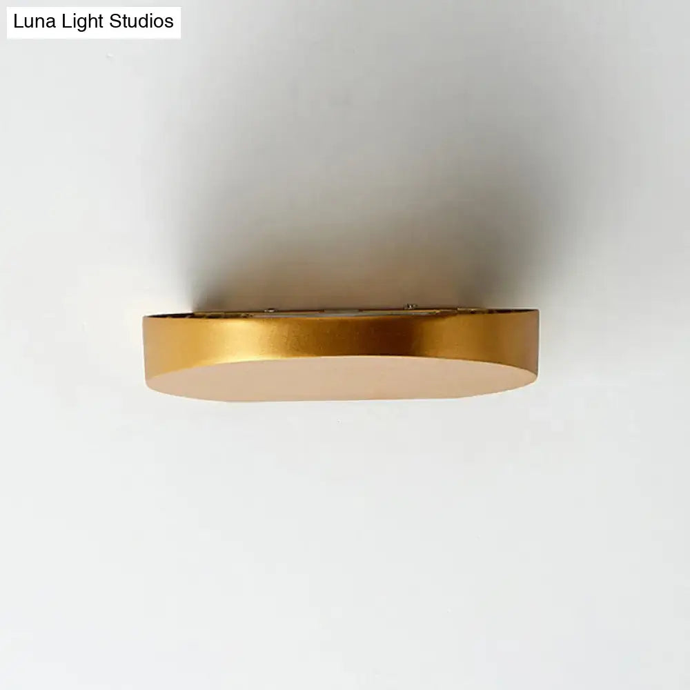 Minimalist led oval wall sconce grey aluminum light for corridor
