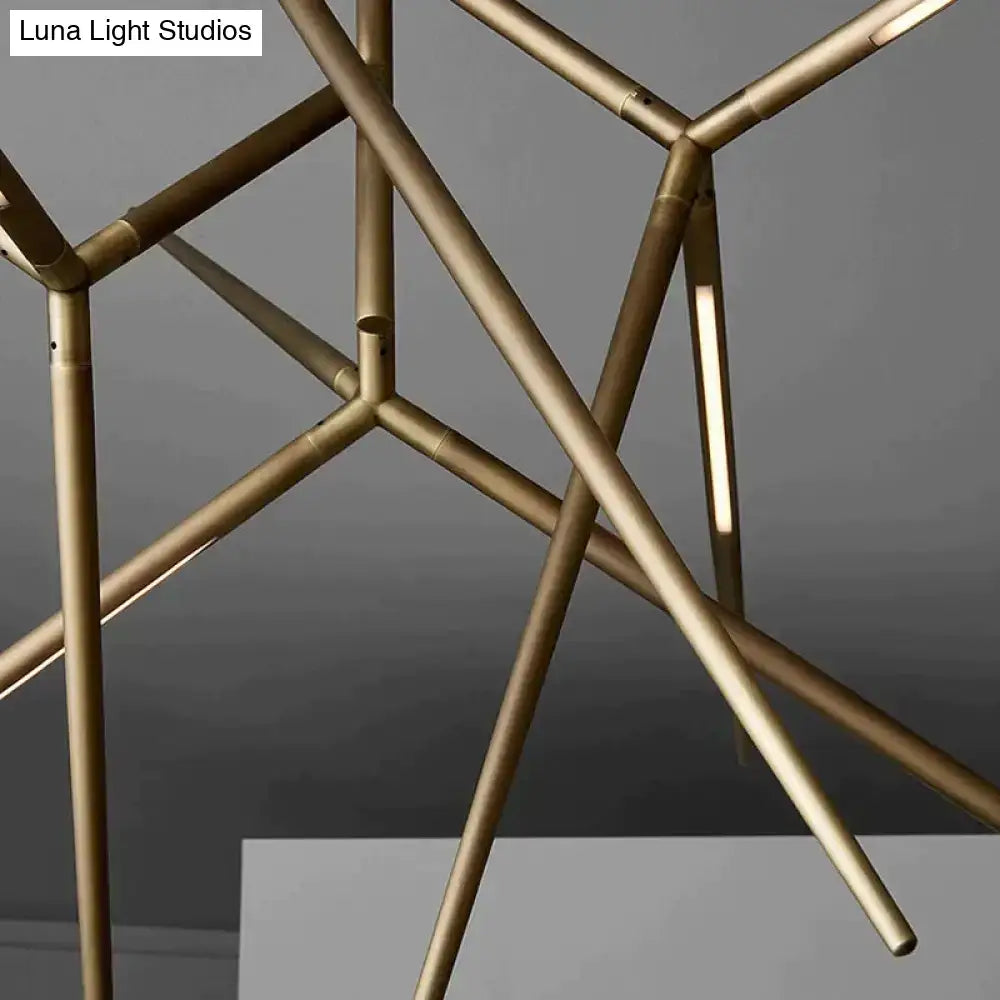 Minimalist led pearl black & gold starburst chandelier dining room