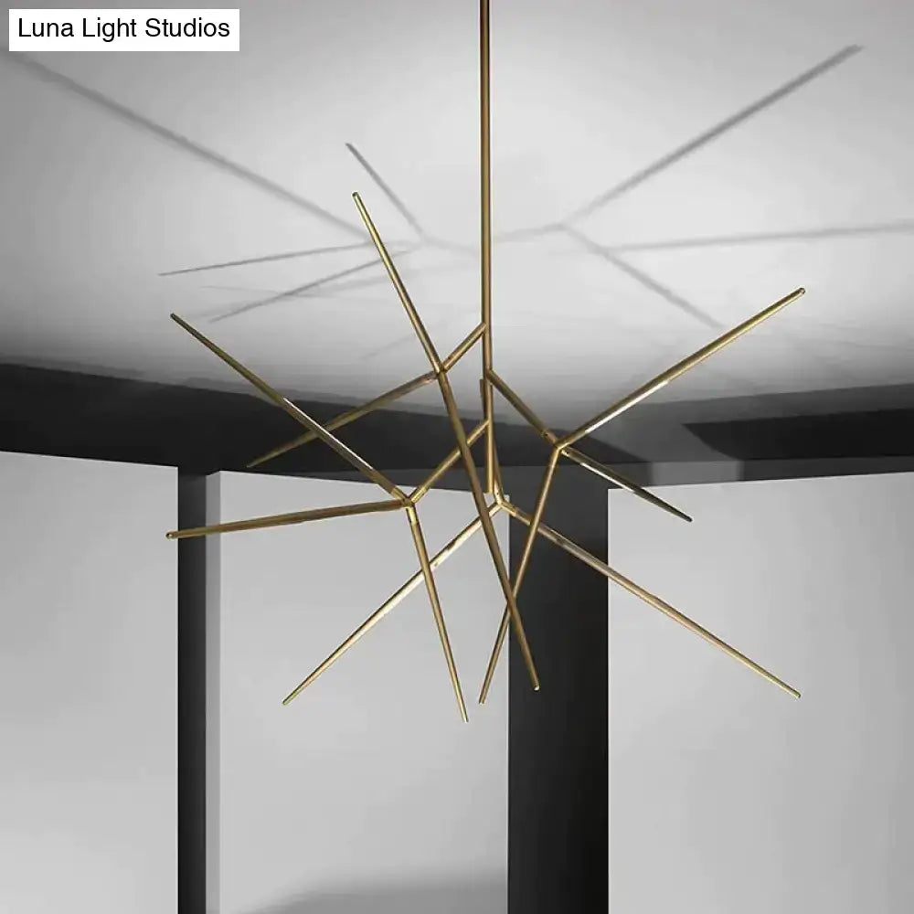 Minimalist led pearl black & gold starburst chandelier dining room