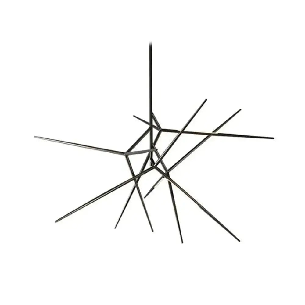 Minimalist led pearl black & gold starburst chandelier dining room